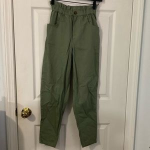 American Eagle Outfitters Olive Green Cinched High Waist Pants